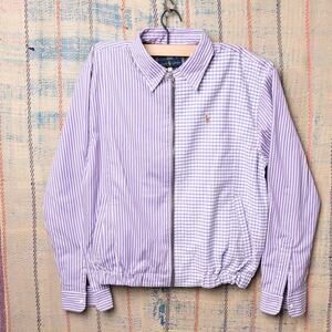 Custom upcycled polo harrington jacket